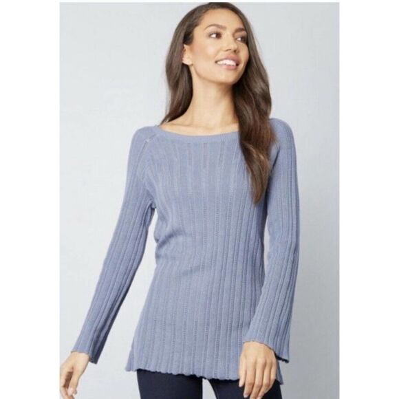New with Tags ModCloth Open Weave Light Blue Boat Neck Sweater Size Small - Picture 1 of 11